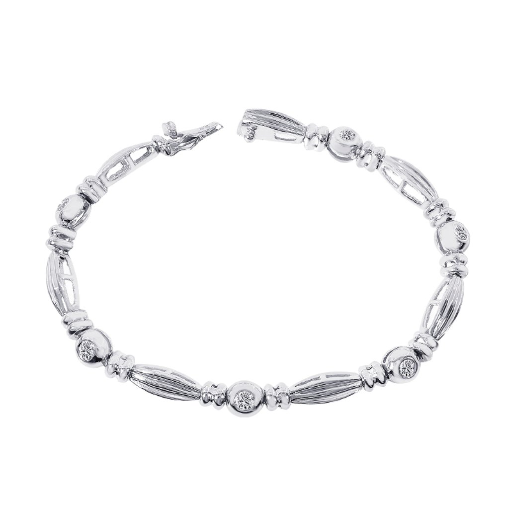 075 Carat Diamond Fancy Link Bracelet 14k 2494$